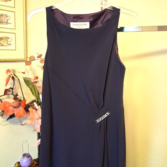 Vintage Jones New York Purple Blue Maxi Dress VTG Elegant Sleeveless Gowns - Picture 8 of 13